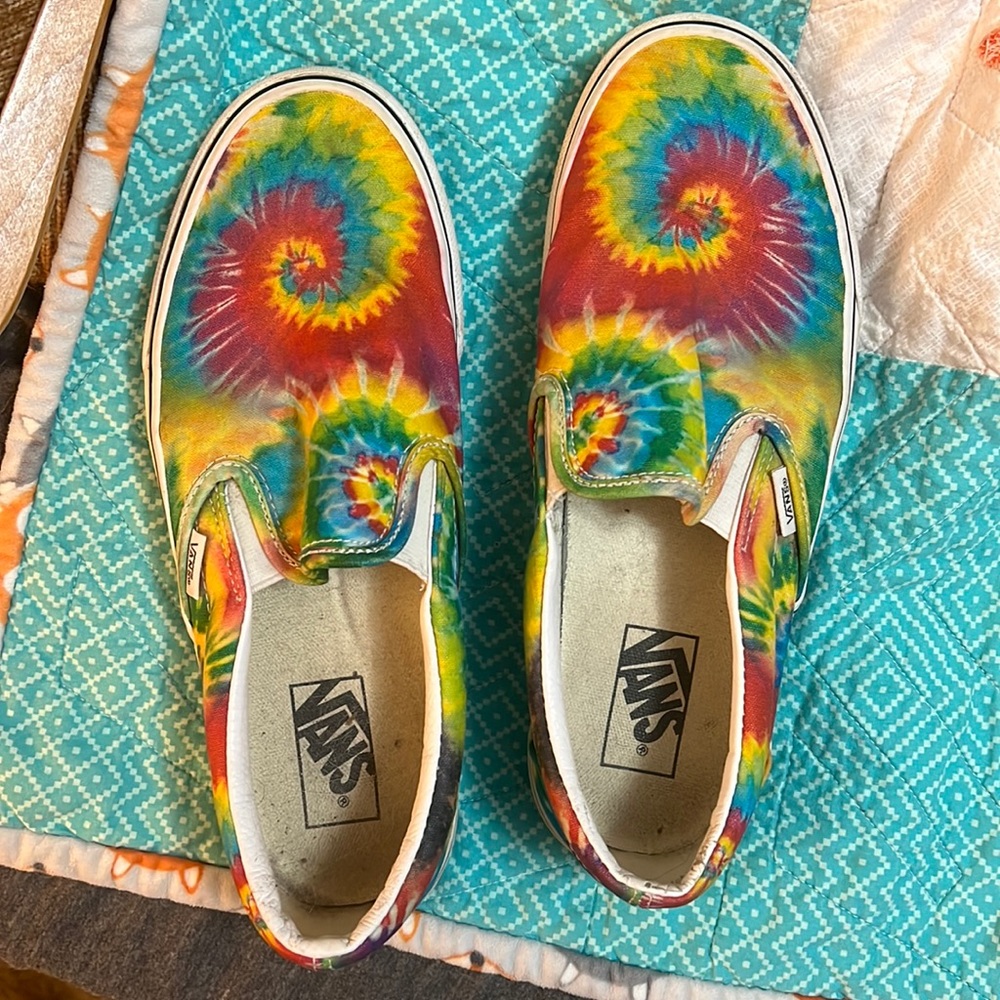 Vans spiral tie dye slip on shoes